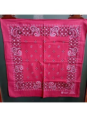 Vintage Paris 100% Cotton Paisley Hanky Bandana Colorfast Made In USA